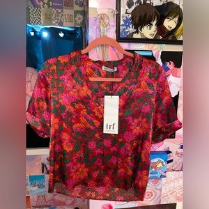 Zara x trf collection Floral Pink Button Top